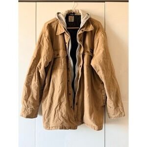 Genuine Dickies Duck Canvas Hooded Work Jacket XL Brown Quilted Insulated